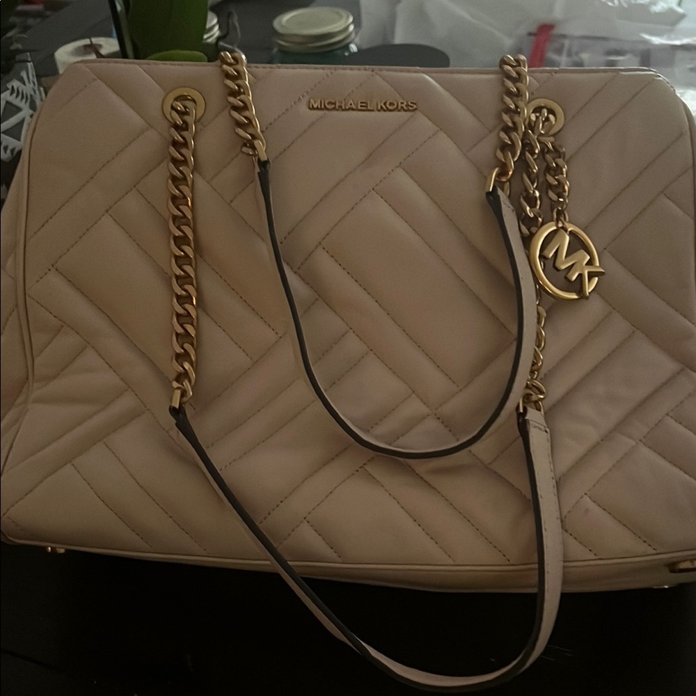 Michael Kors Cream and Gold Shoulder Bag